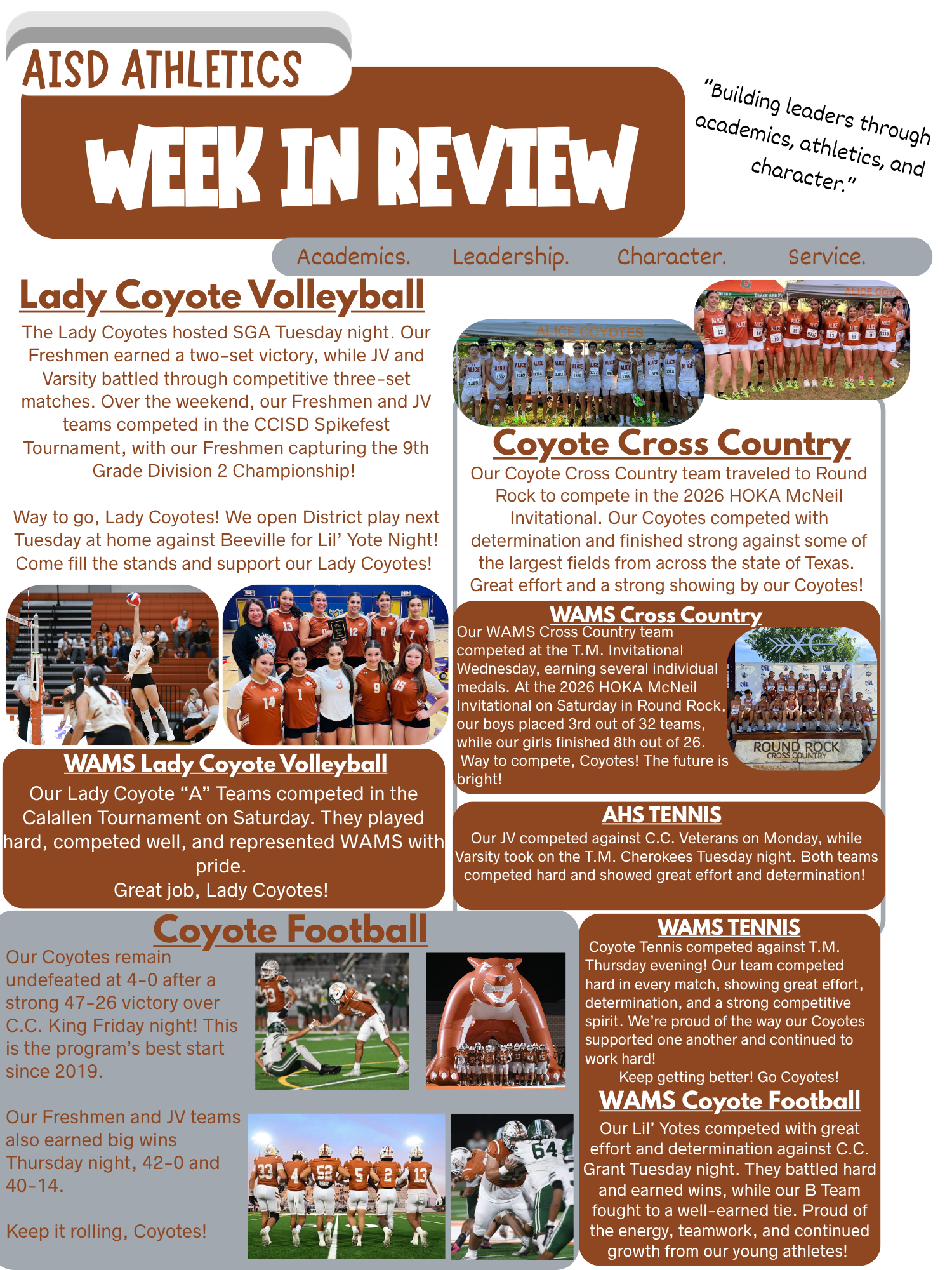 Alice ISD Athletics Week In Review - Sept. 14th- Sept.19th